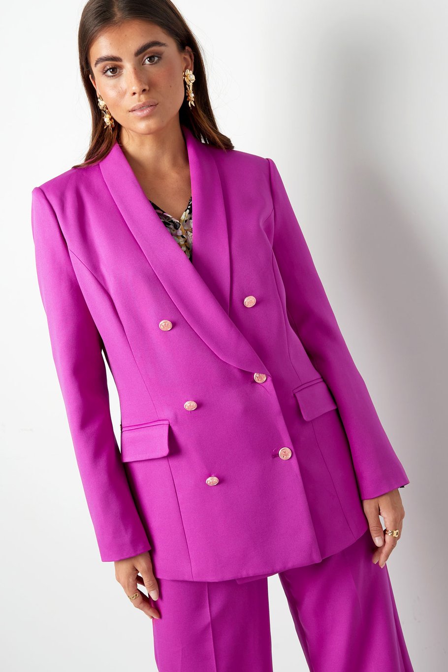 Blazer oversize boutons dorés - violet Image5